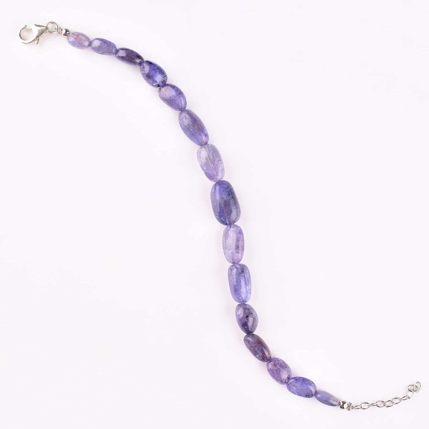 Natural Tanzanite Plain Tumbles Nuggets Bracelet Rhodium Plated 925 Sterling Silver, Beaded Bracelet, Dainty Bracelet, Gemstone Bracelet, Birthstone Bracelet, Gift Her - Image 6