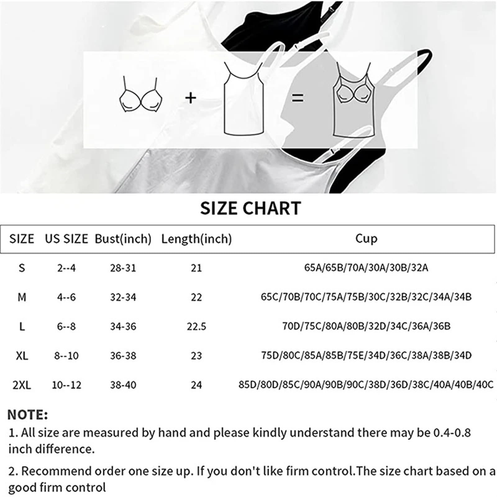 Gepolsterte Camisoles for Damen mit integriertem BH – nahtloses, bügelloses Tanktop, kurzes Camisole for Fitness, Schlafen und den Alltag(Black,S)