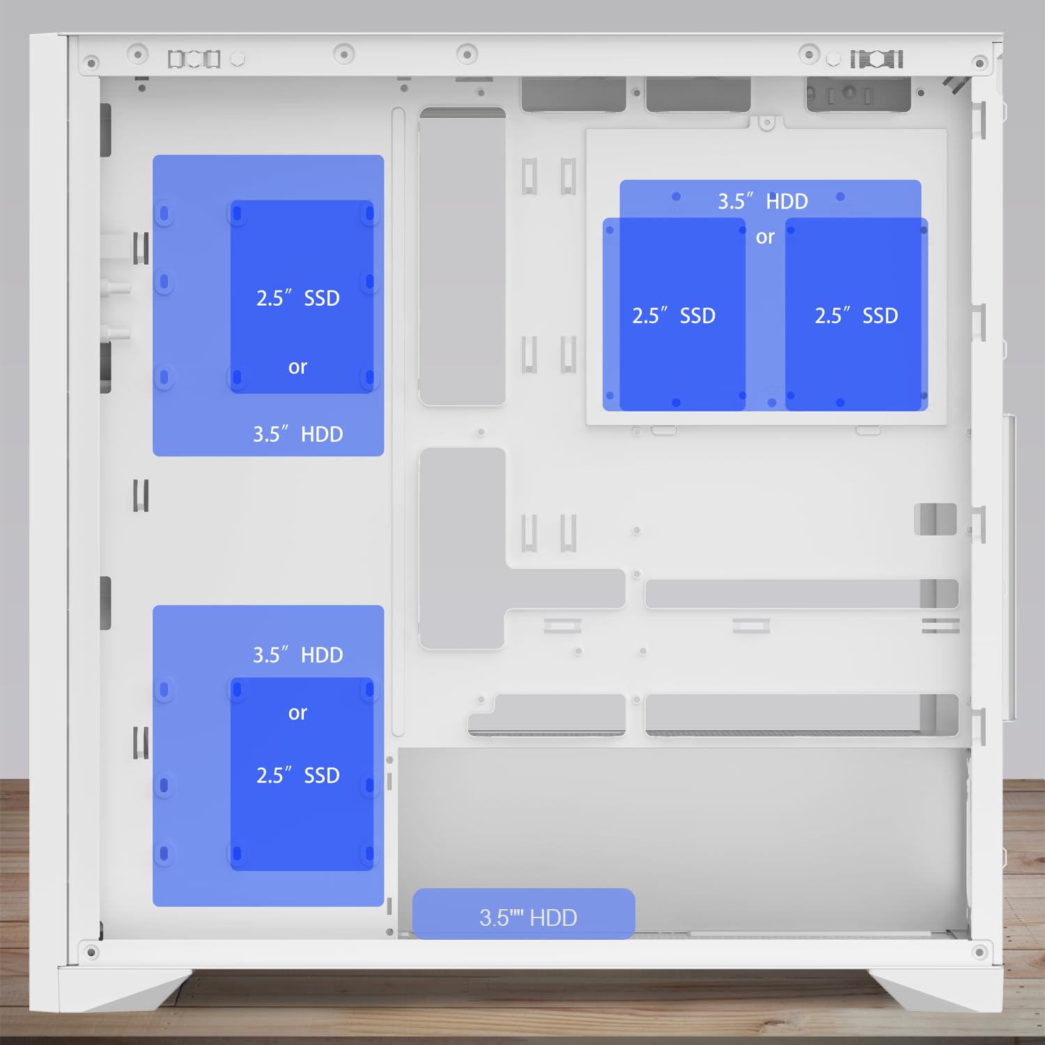 NEWWAY – NW1 – Caja para PC Frontal de Madera – Media Torre Compatible con ATX/Micro-ATX/ITX – Tipo C USB – Ventiladores incluidos 3 x 140 mm PWM – Panel Lateral de Cristal Templado