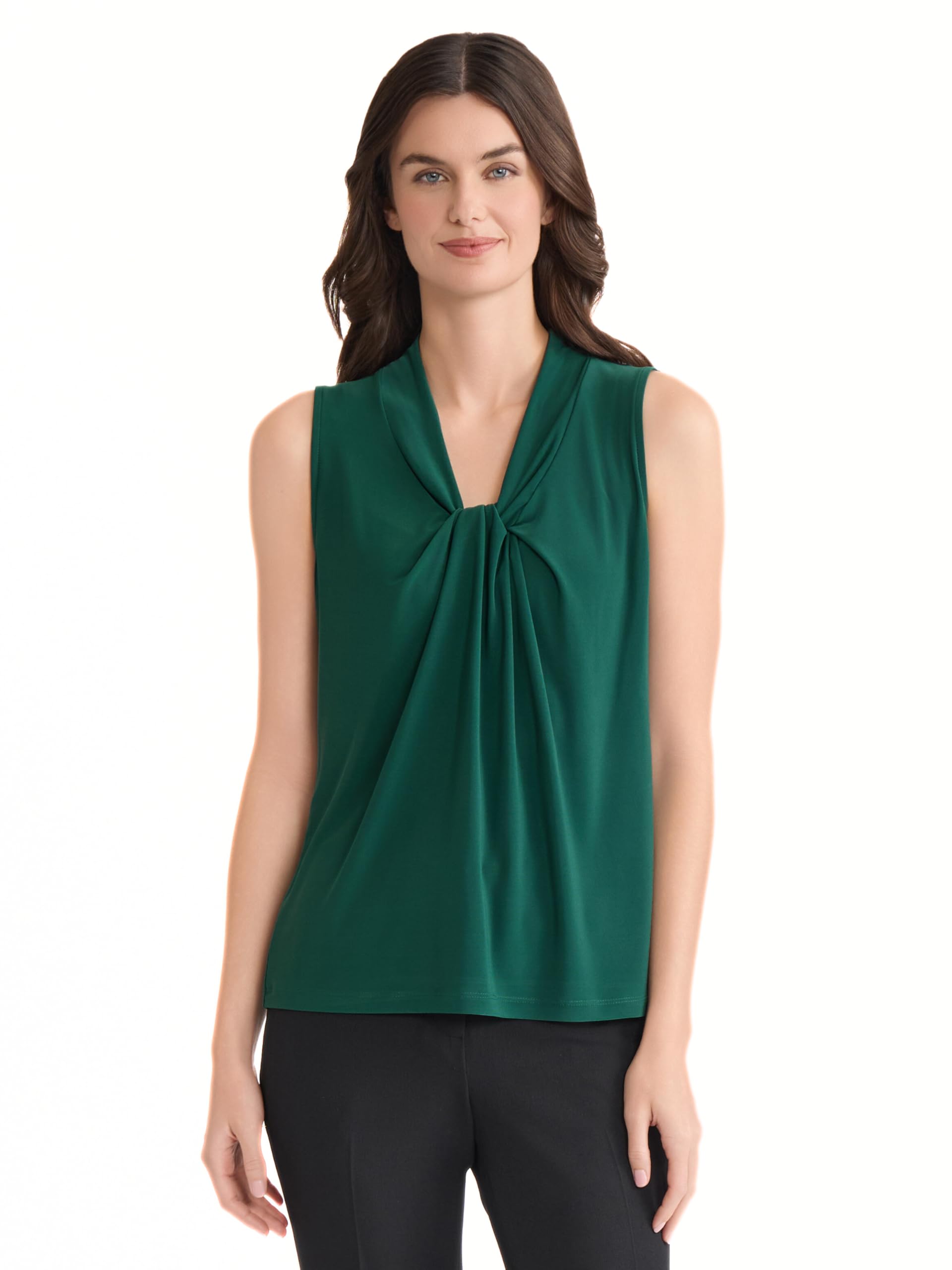 Kasper Womens Sleeveless Knot-Front Top