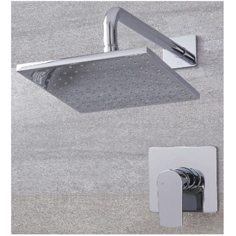 Milano Chrome Hunston Manual Mixer Valve 300Mm Square Shower Head Wall Mounted Arm