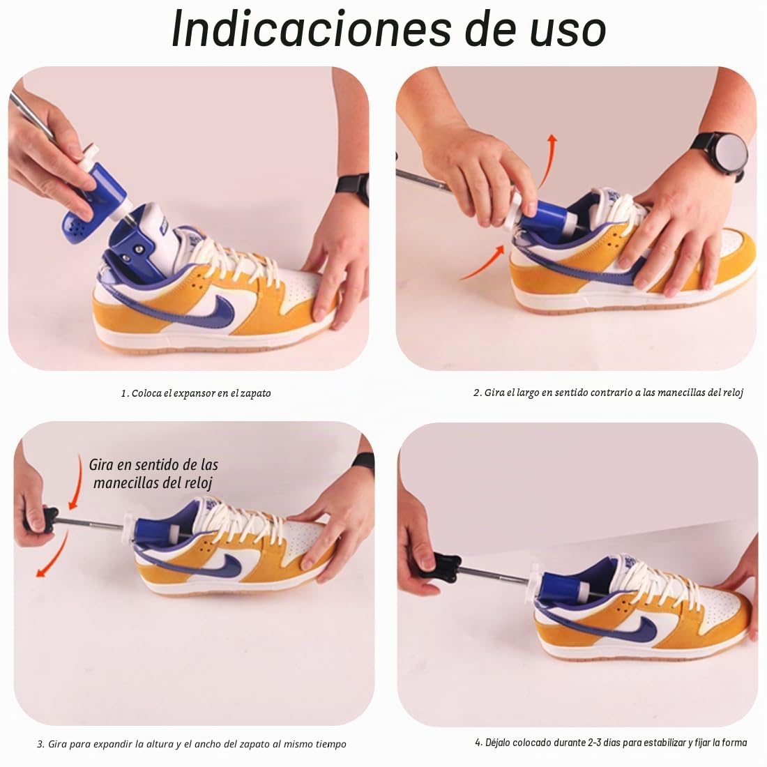 2 hormas elásticas para zapatos con calzador, para hombre y mujer, para estirar zapatos