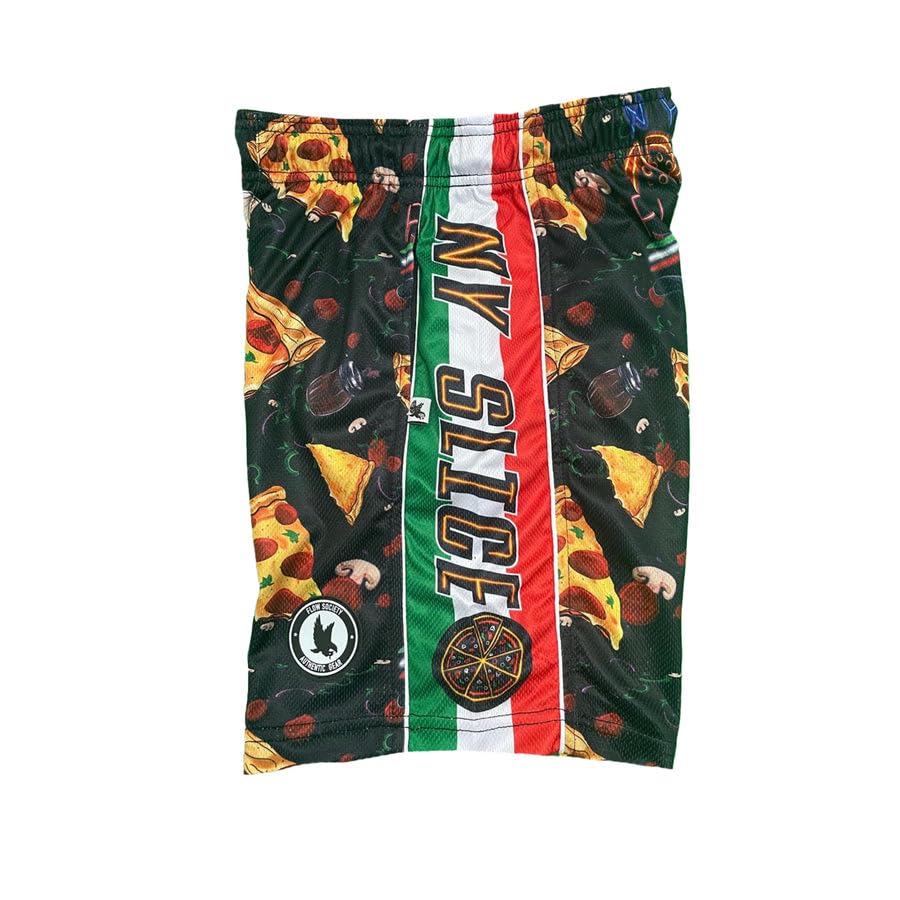 Flow Society NY Pizza Slice Attack Boys Athletic Shorts - Gym - Sports - Activewear - Patterned - Basketball - Lacrosse2