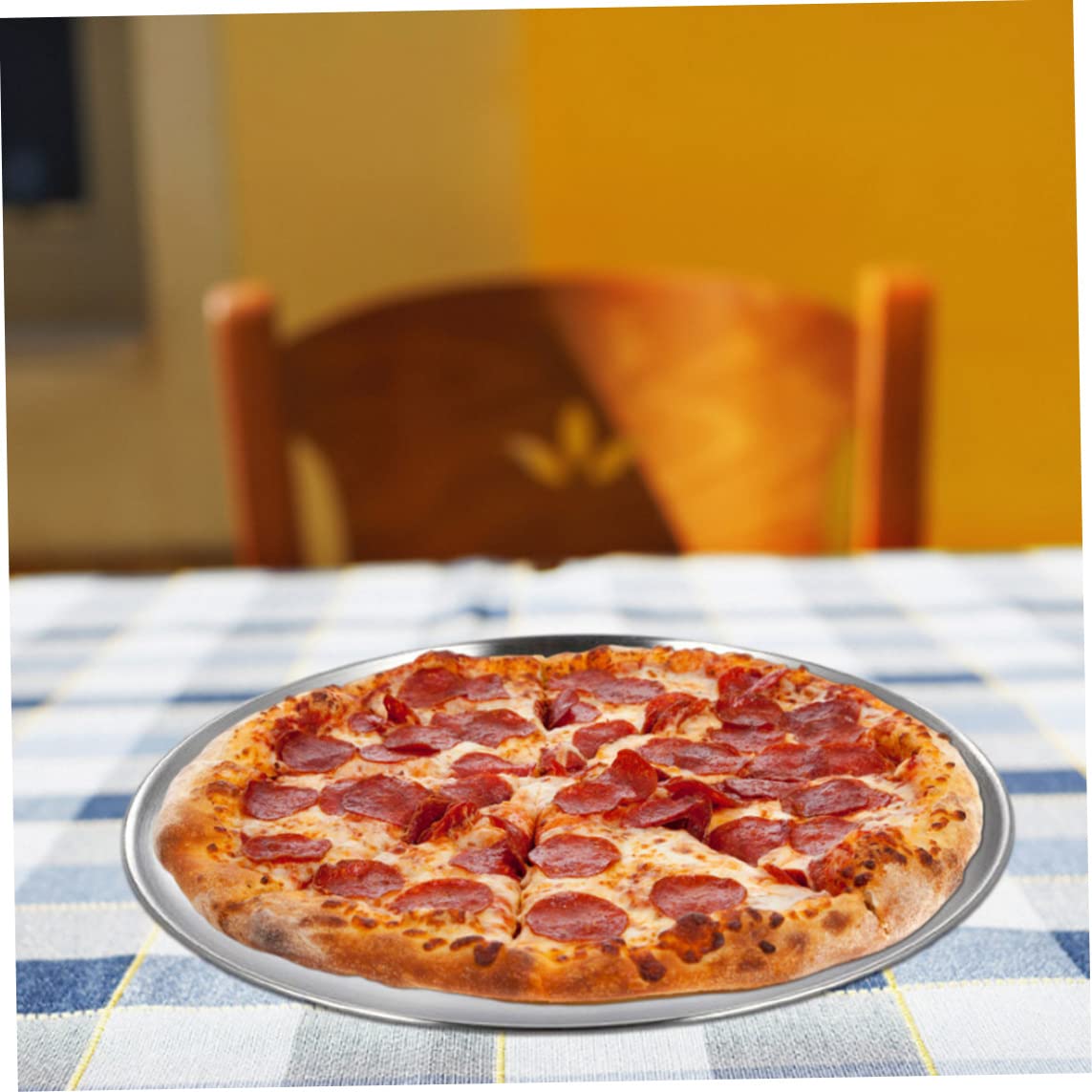 AEIOFU Stainless Steel Pizza Pan Round Metal Multifunctional Storage Tray for Fruit Cake 34cm Stainless Steel Pizza Tray Pizza Oven Pan Tray Round Pizza Baking Pan Round Pizza Plate