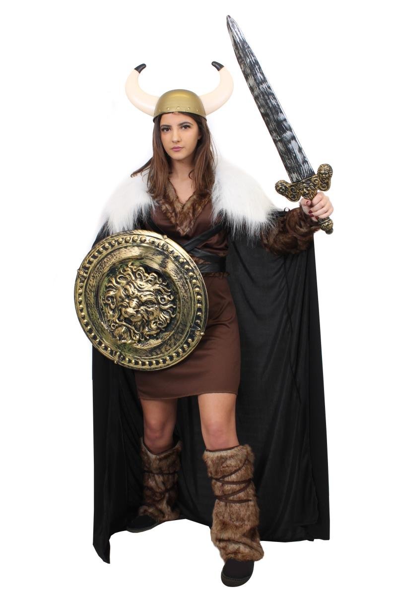 VIVING Disfraz De Dama Vikinga – Túnica, Capa, Manguitos Y Cubrebotas, Talla Única Para Mujer