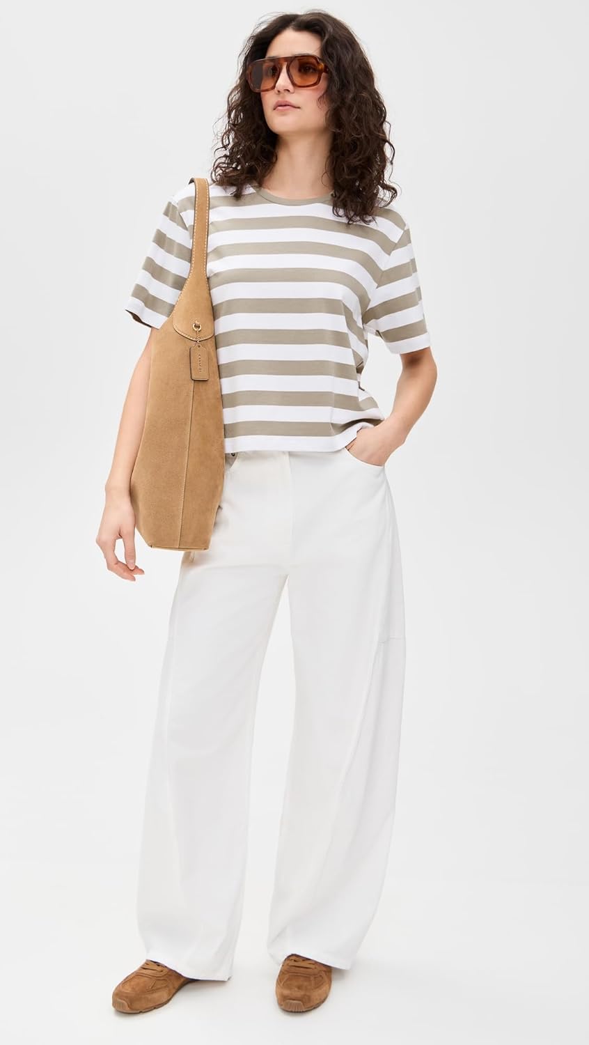 Theory Women's Boxy Crew Ms.Wide Striped Tee - Image 5