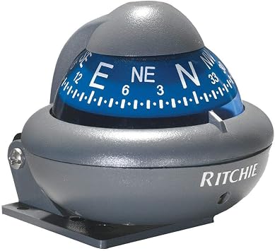 RITCHIE NAVIGATION X-10-A Blue Dial Auto Bracket Compass 3003.2027 , Gray , 2-inch Dial