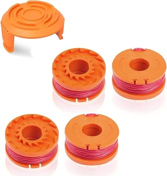 Strimmer Spool,WA0004 Spool Line Compatible with 20V Worx Grass Trimmers Replace,WG151,WG163E.1,WG163E.2,WG163E.3,WG163E.6,WG163E.9 4PCS+1COVER