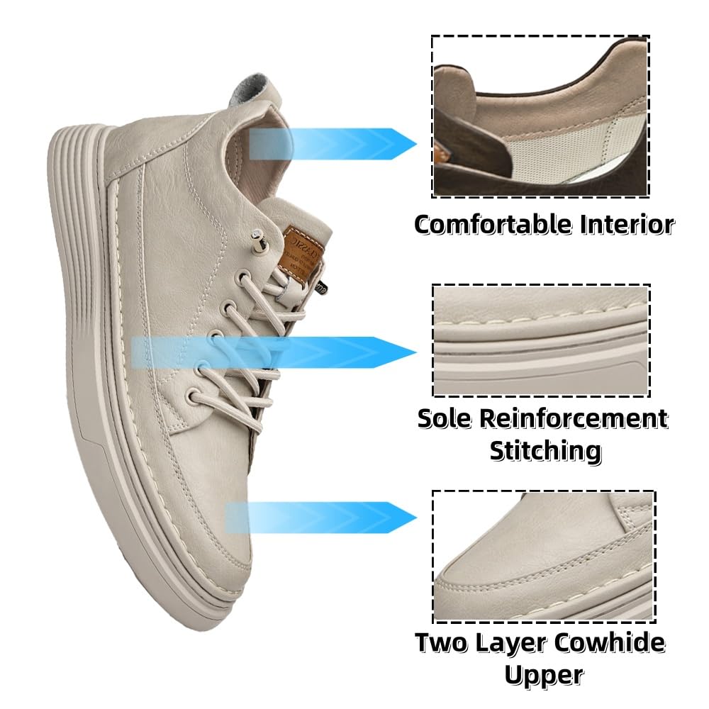 Scarpe Casual da Uomo Altezza Invisibile in Pelle Scarpe Sportive Stringate Moda Traspirante Confortevole e Leggera