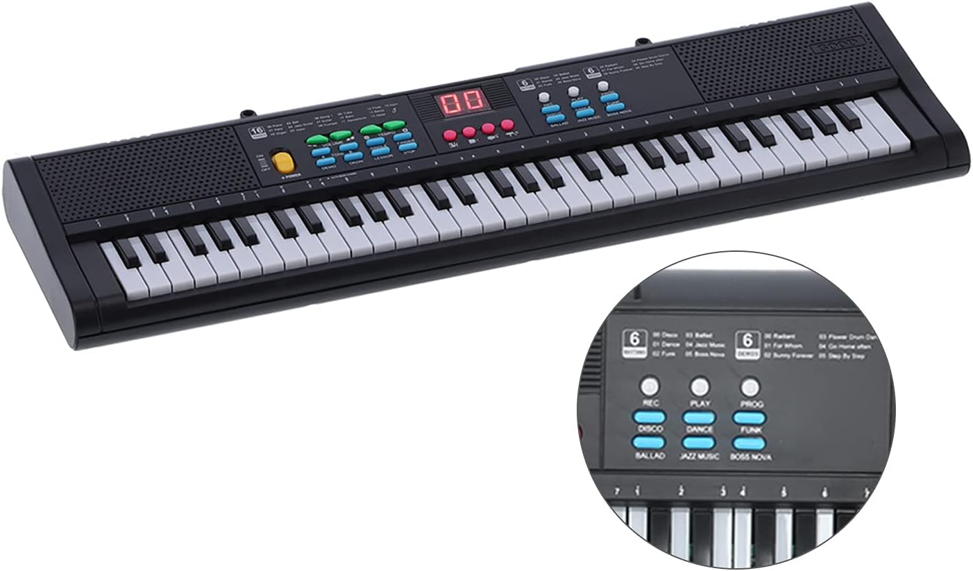 LICAEVEY Electric Digital Kids Keyboard Piano Instrument with Microphone for Singing Pleasure, 61 Keys Multifunctional Instrument for Children, Black