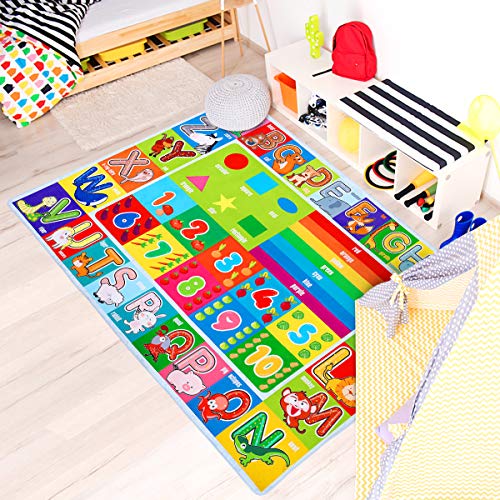 Imikeya Kids Educational Rug Playtime Collection Abc, Numbers And Shapes Learning Carpet Kids Play Rug Mat Playmat For Playroom Bedroom, 55.1 X 43.3 Inch #TOP1