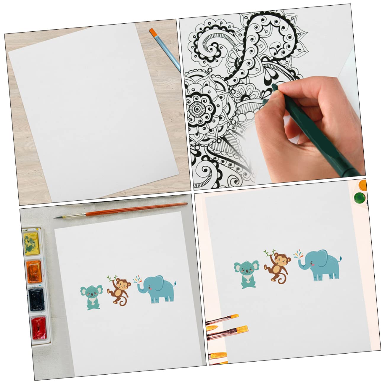 HOMSFOU Weißes Aquarellpapier für Malen und Zeichnen für Schüler und Kinder 100 Blatt aus Papier 160g Dickes Zeichenpapier zu Hause der Schule