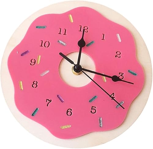 Milageto Reloj de pared con forma de rosquilla de estilo nórdico, adorno sin tictac, accesorios de fotos, manualidades de regalo para habitación de