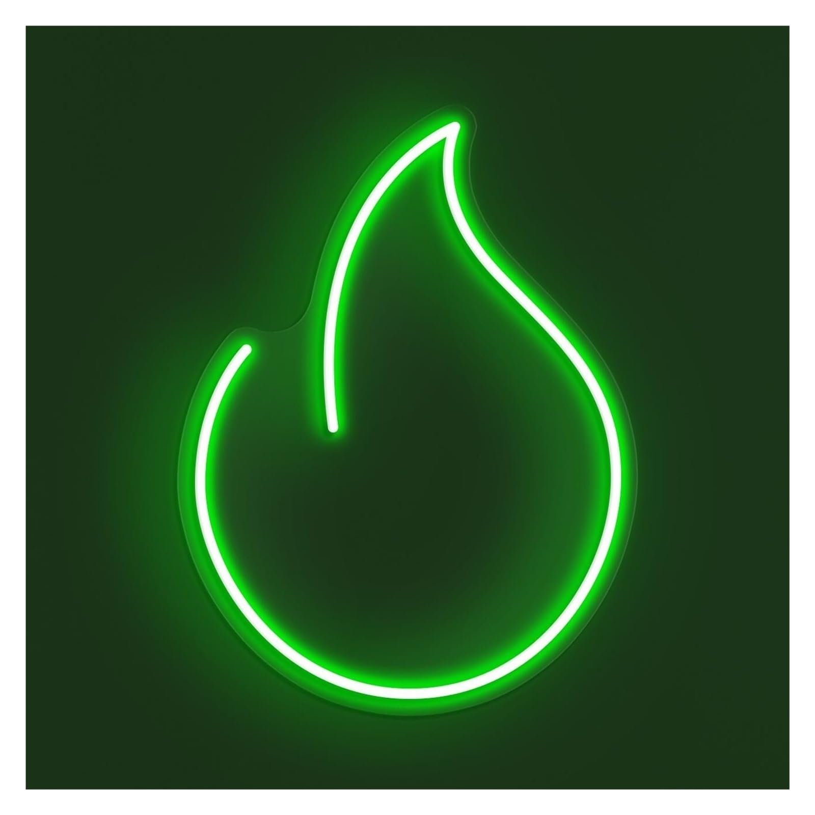 Rongch Green Hanging Art Signs Simple Fire Neon Sign, Suitable For Cafe Wall Decor With Brightness Adjustable 30Cm(Green)