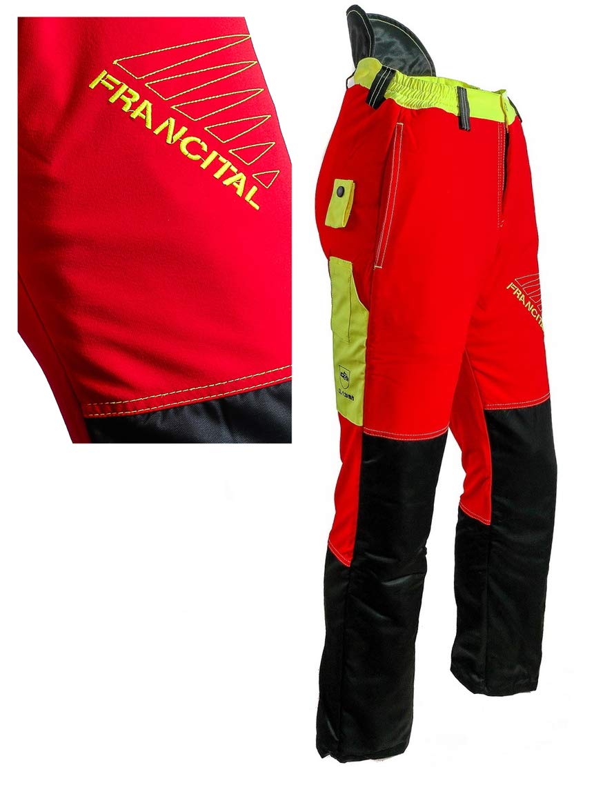 Francital Moderne Schnittschutzhose by rot - Bundhose - Forsthose - Forstkleidung (L, rot)