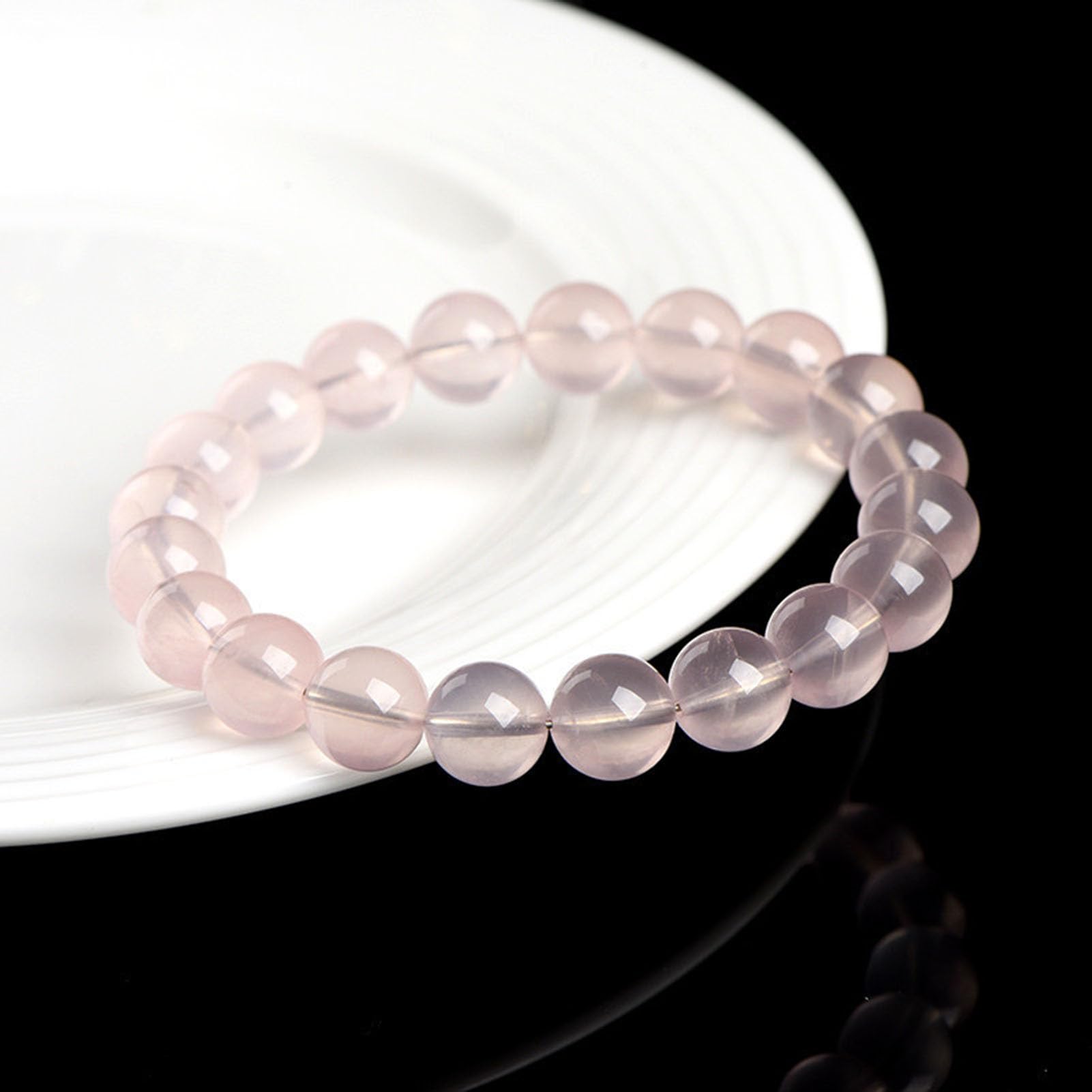 Bracciale curativo Quarzo Rosa, Braccialetti Naturali Fatti a Mano Bracciale Elasticizzato con Pietra preziosa Rosa Naturale per L'Amore, energia positiva Meditazione Yoga Unisex,12MM