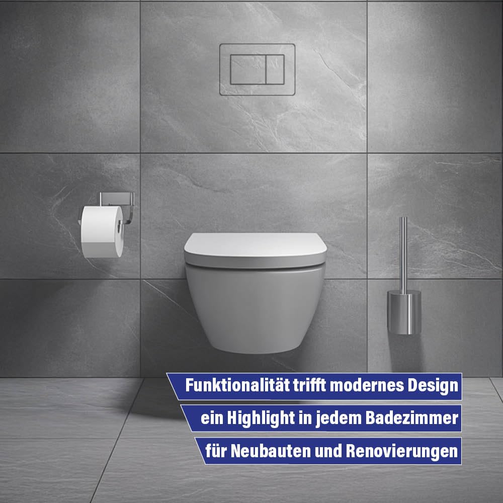 Karl Dahm Moderna placa de pulsador para inodoro con azulejos, placa de accionamiento, cisterna, botón de descarga – Se puede colocar en azulejos para un diseño elegante de inodoros Royal Flush