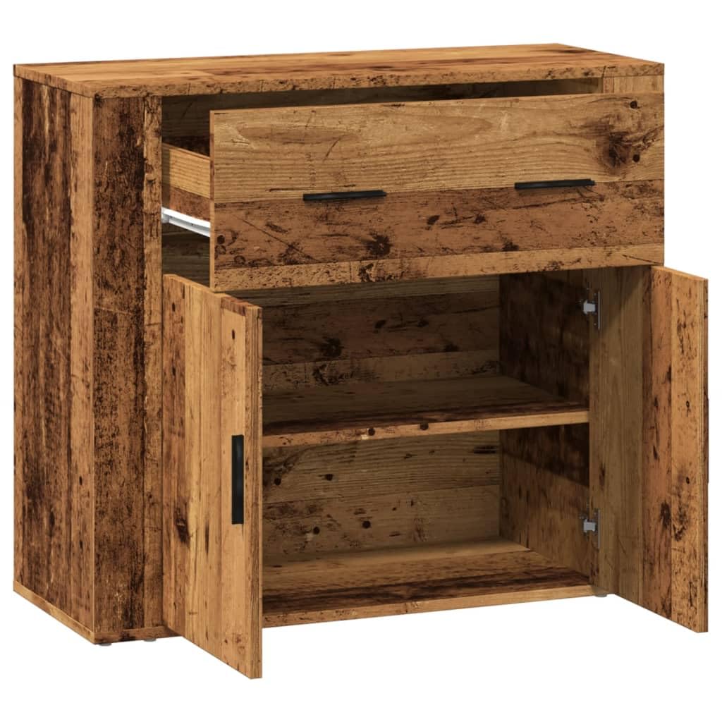 Homgoday Kredens stary drewniany 80 x 33 x 70 cm z płyty wiórowej, meble nocne do sypialni, szafka nocna do sypialni, szafka nocna do sypialni, szafka podłogowa STYLE857075