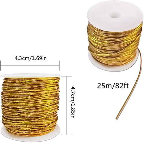 Miniatura 2 de 3 rollos de cordón elástico de oropel metálico, cinta elástica de 0.039 pulgadas para envolver regalos, fabricación de joyas, decoraciones de