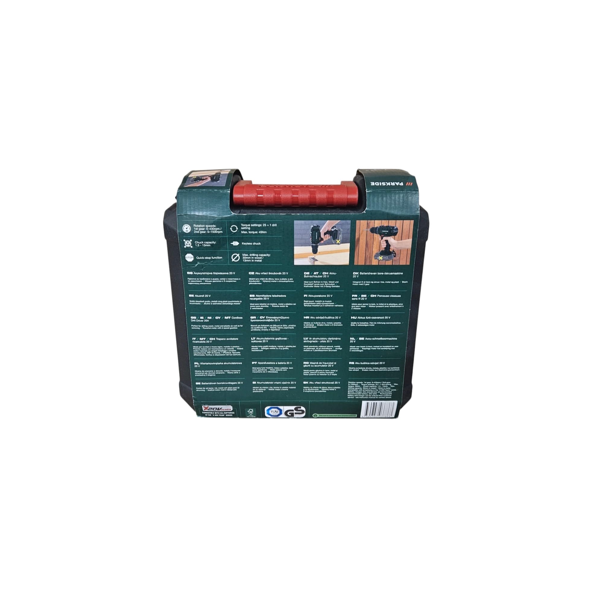 PARK SIDE Parkside PARKSIDE - Taladro atornillador inalámbrico PABS 20-Li E6 con batería y cargador de 20 V
