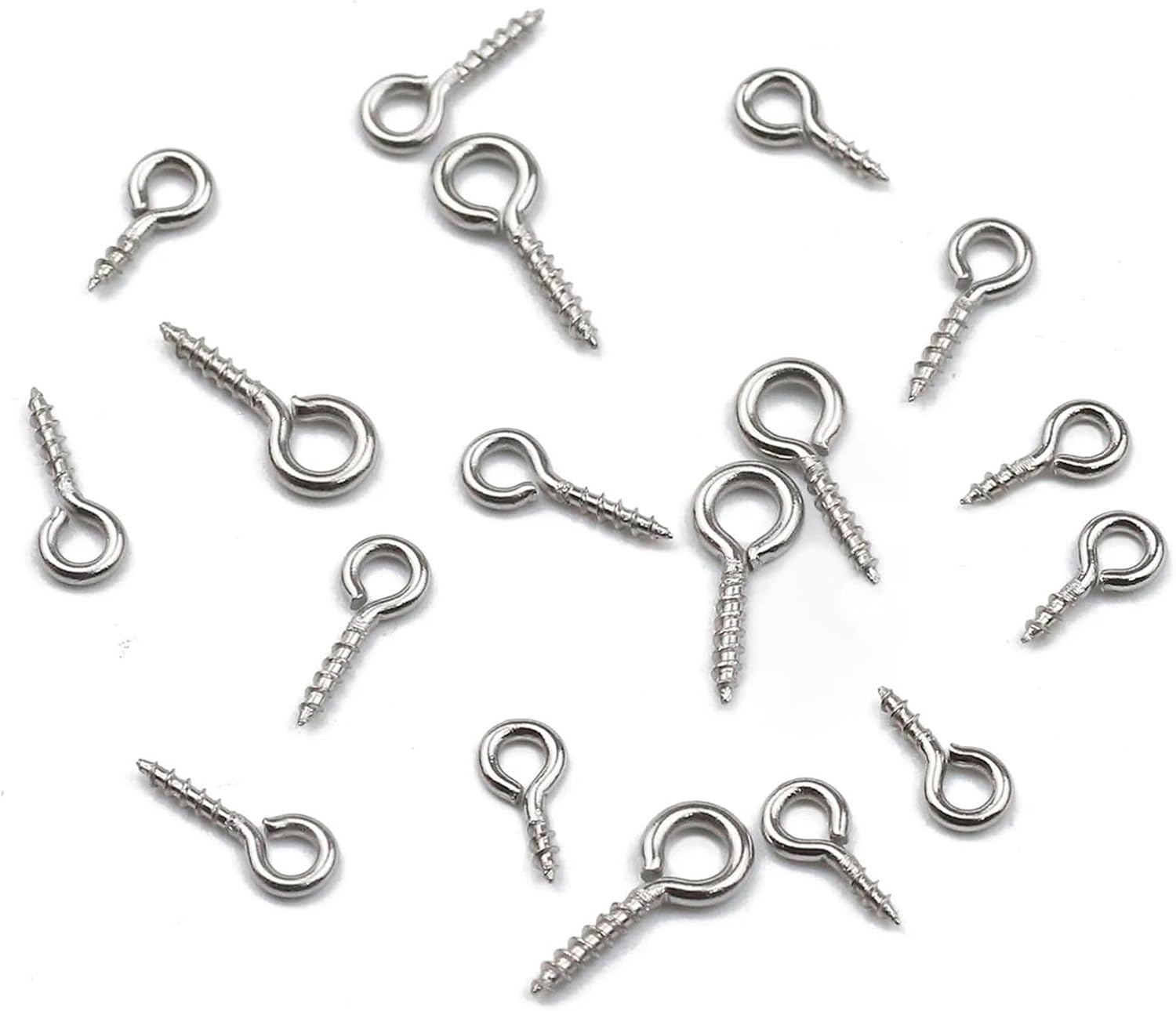 Small Screw Eye Pins 1000pcs Eye Pins Eyepins Hooks Eyelets Screw Threaded Stainless Steel Clasps Hook DIY Findings for Pendant Cork Bottles(5x12mm)