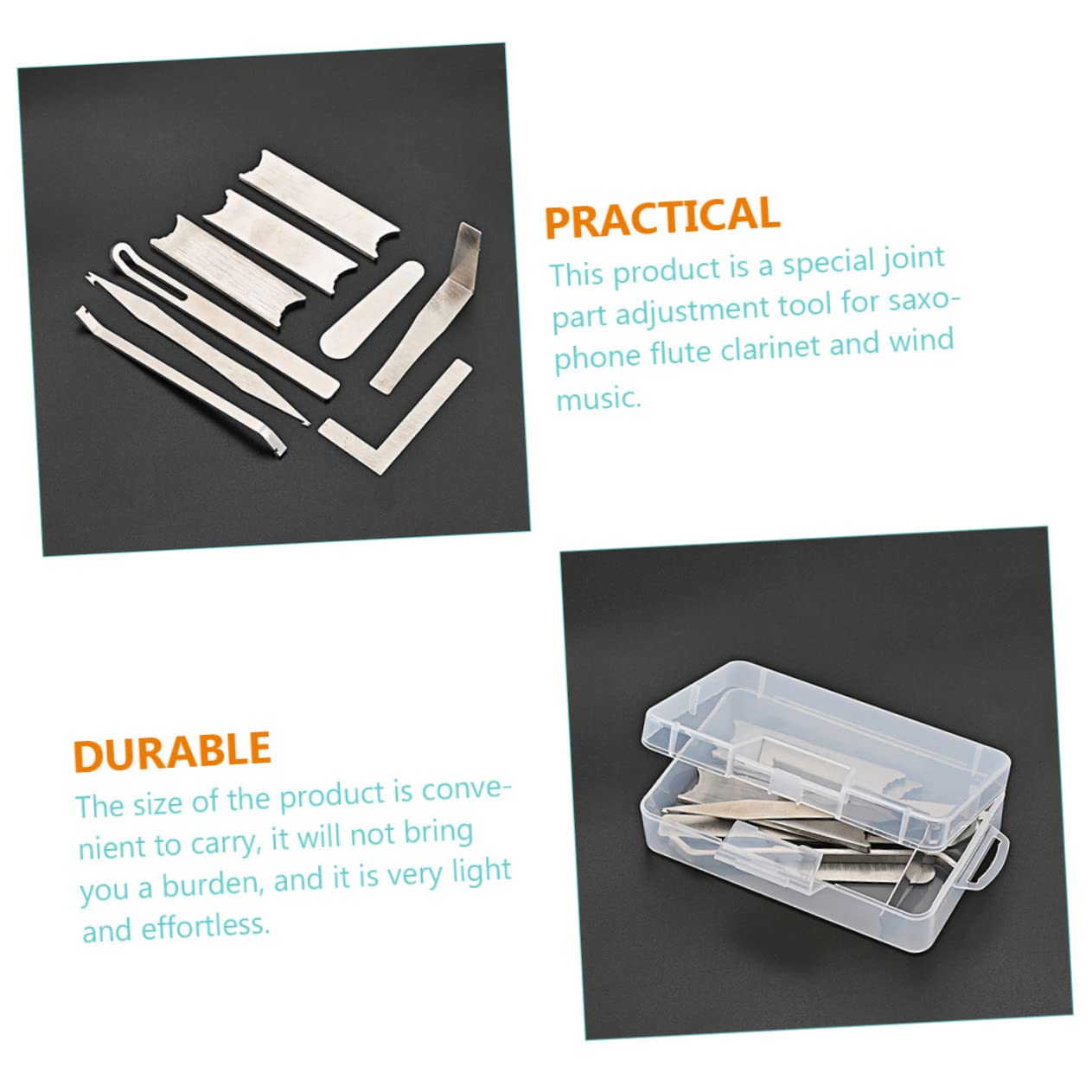 Kit di Riparazione per Sassofono e Clarinetto Argento | Strumento Portatile in Metallo, Manico Antiscivolo, Regolazione del Giunto e Finitura Resistente All'usura