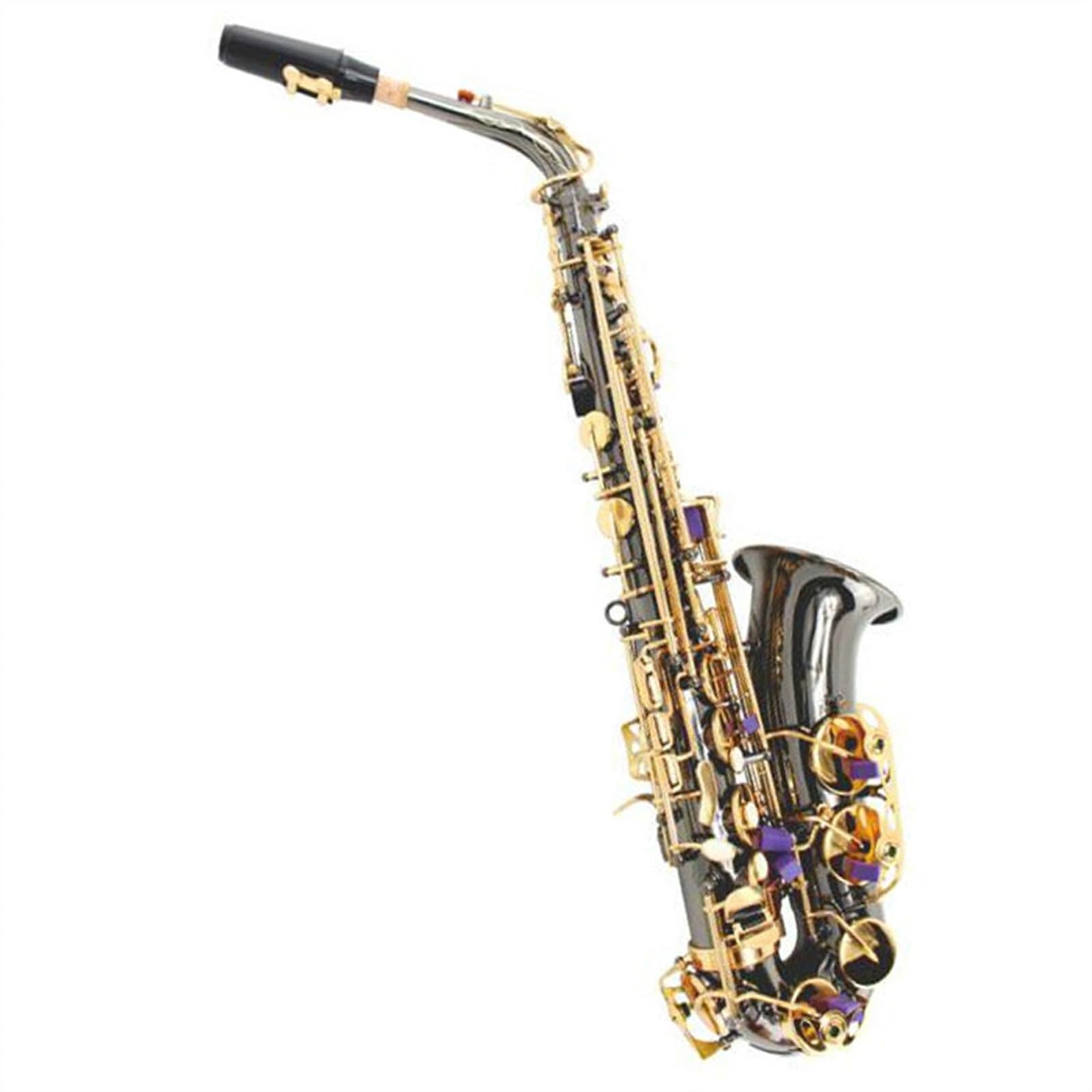 professionnel Saxophone Saxophone Alto Mib Tune Laiton Corps Plaqué Nickel Noir Laque Or Clé Mi Saxophone Plat Avec Étui