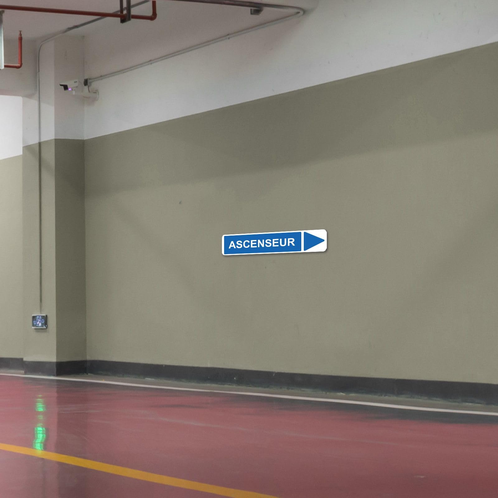 DECOHO - Panneau de signalisation pour parking · Ascenseur droite - 48 x 10 cm - Bleu
