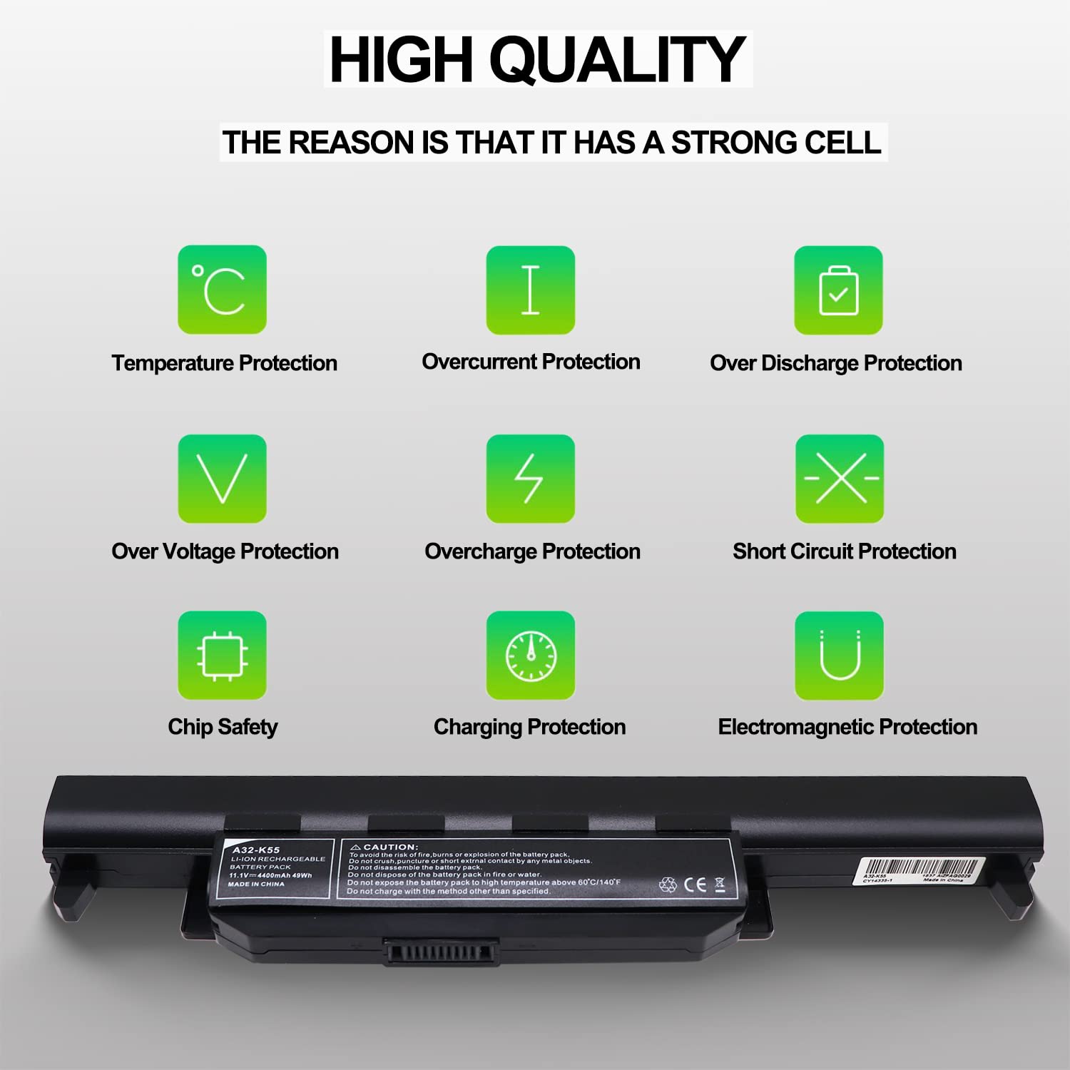 5200mAh A32-K55 Batterie, Remplacer pour ASUS X55 X55A X55C X55U X55V X55VD X75 X75A X75V X75VD A45 A55 K45 K55 F75V K55A K55DR K55VD K55VM A32-K55 A33-K55 A41-K55