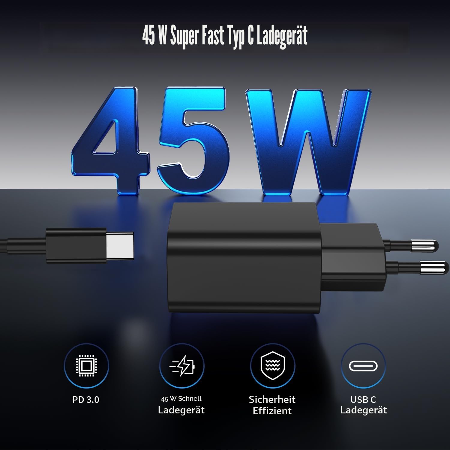 45W USB C Ladegerät Schnellladegerät für Samsung Galaxy S26 S25 S24 S23 S21 Ultra,Usb C Schnellladekabel 1M+2M mit Netzteil Ladegerät Adapter Fast Charger für S10 S9 S8 A55 A54 A53 5g/Tab S8/iPhone 17