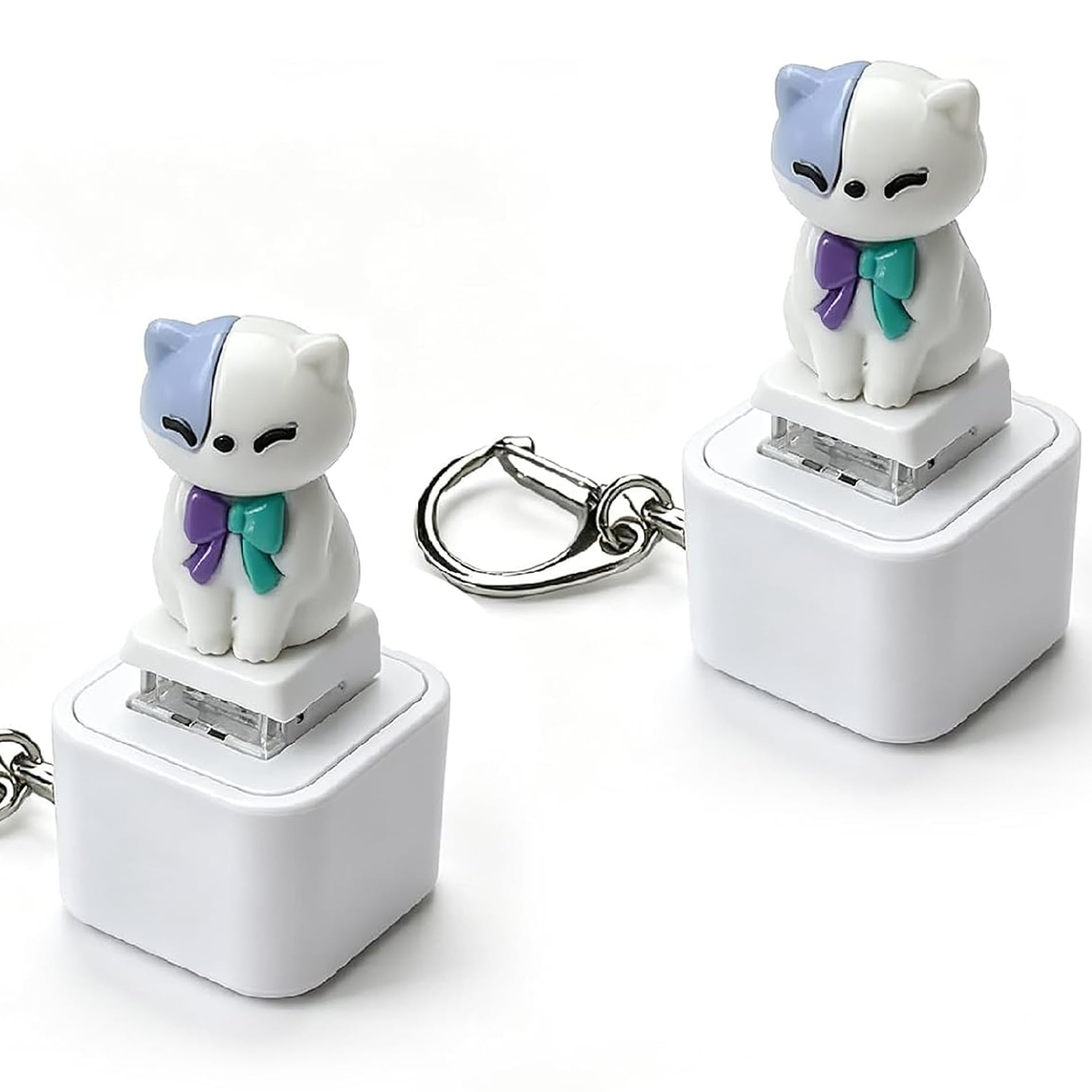 HNIEHEDT Seagull Mine! Sound Button Keychain with LED Light 2PCS (2, cat)