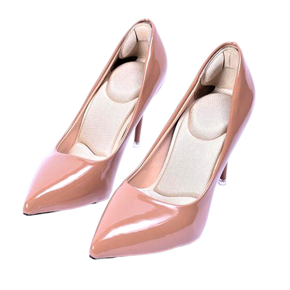 Plantillas Invisibles para Tacones Mujer Viscoelásticas con Protector de Talón, Autoadhesivas, Recortables, Antirozaduras, Antideslizantes, Alivio Metatarso para Zapatos y Sandalias, Beige