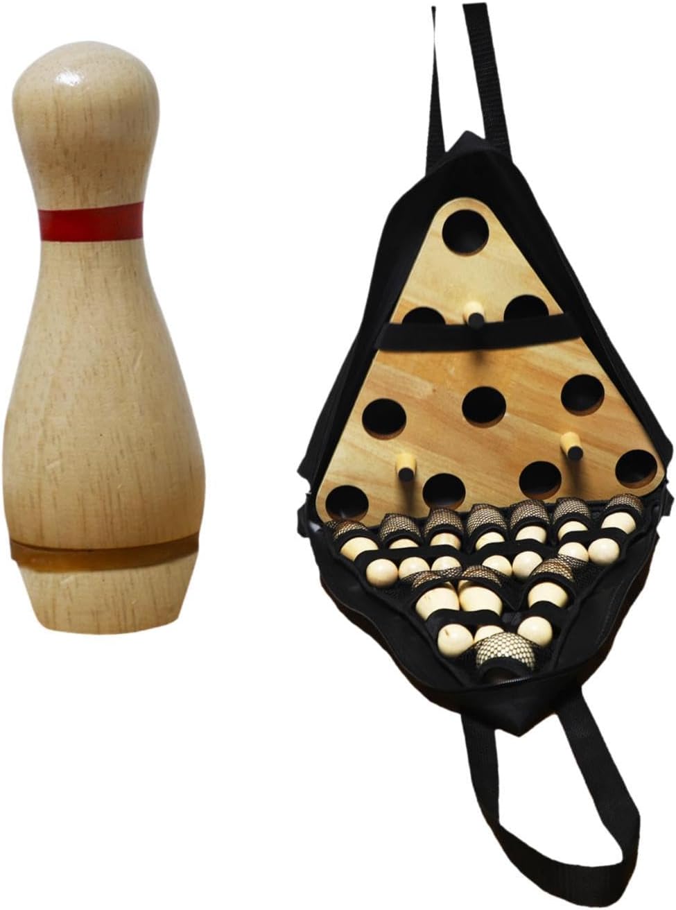 Shuffleboard Bowling Pin Set Wooden Bowling Set Equipment with Storage Bag Desktop Bowling Toy for Birthday Gifts Sports