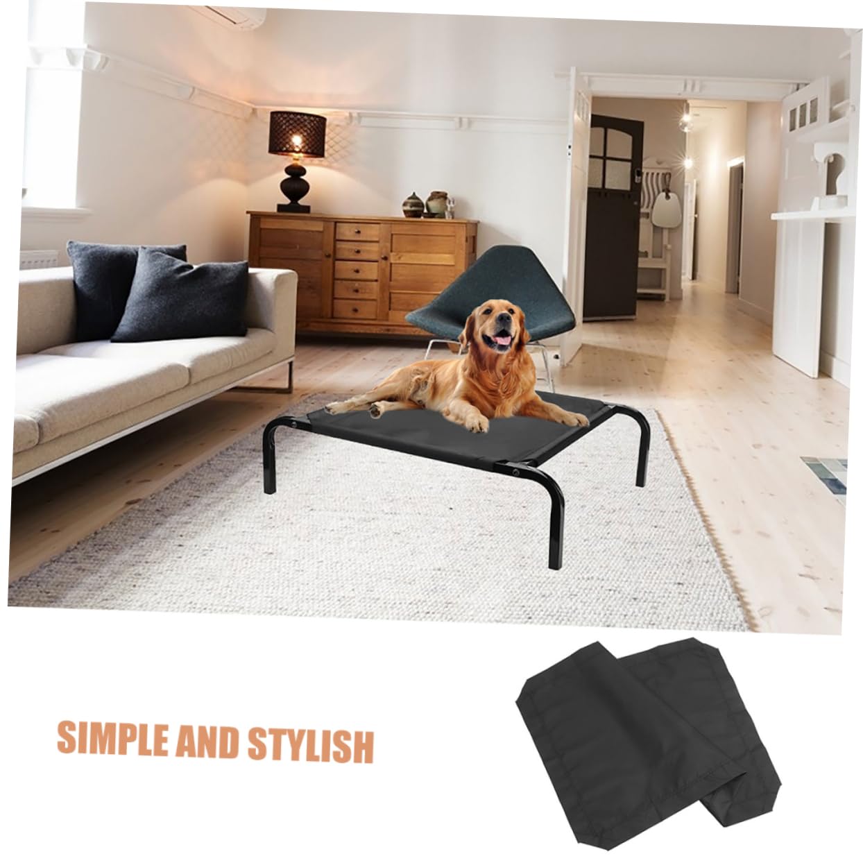 WOONEKY Fodera di Ricambio Traspirante per Lettino Rialzato per Cani, Copertura Estiva in Rete Lavabile, Cuccia per Animali Domestici da Esterno da Viaggio, Design Robusto e Facile