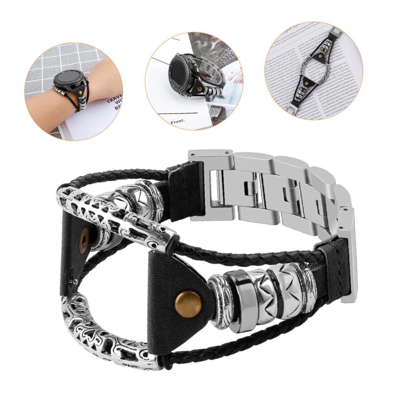 SHINEOFI 1 Pieza Correa de Reloj de Inoxidable para Diseño de Cadena Trenzada Banda de Reemplazo para Smartwatch y Profesional Compatible con Galaxy Watch
