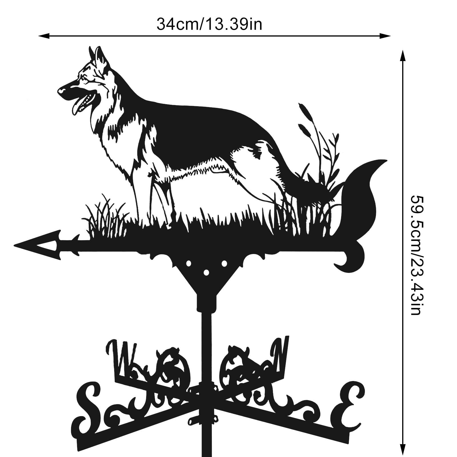 Segnavento da Giardino, Banderuola Segnavento in Metallo, Indicatore di Direzione del, retrò Scultura per Decorazione del Cortile Tetto Capannone Garage Fienile Esterni Giardino, Nero