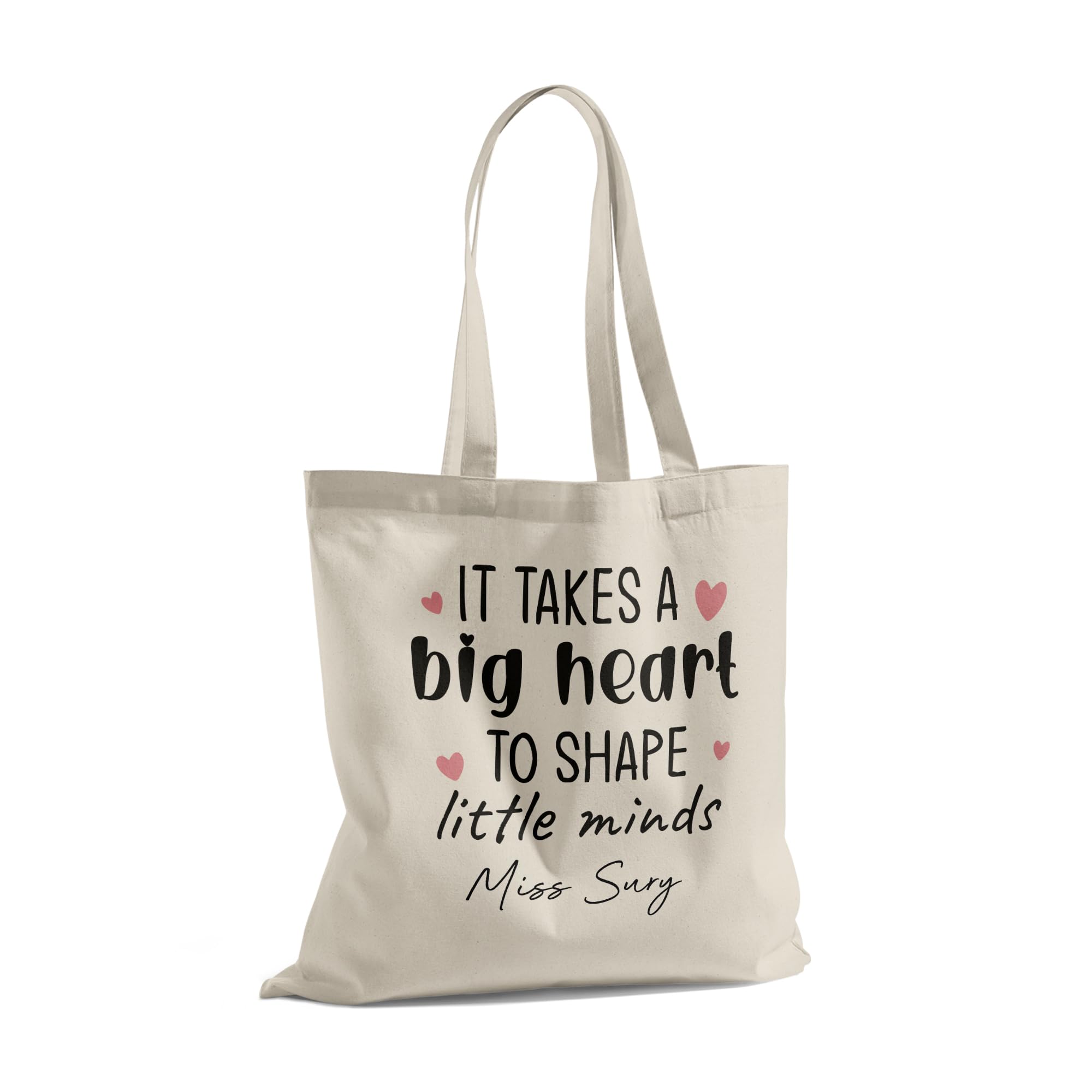 Print Maniacs Personalised Teacher Tote Shopping Book Bag Assistant Carrier Reuse School Pupil Student Thank you Gift Present (Big Heart)