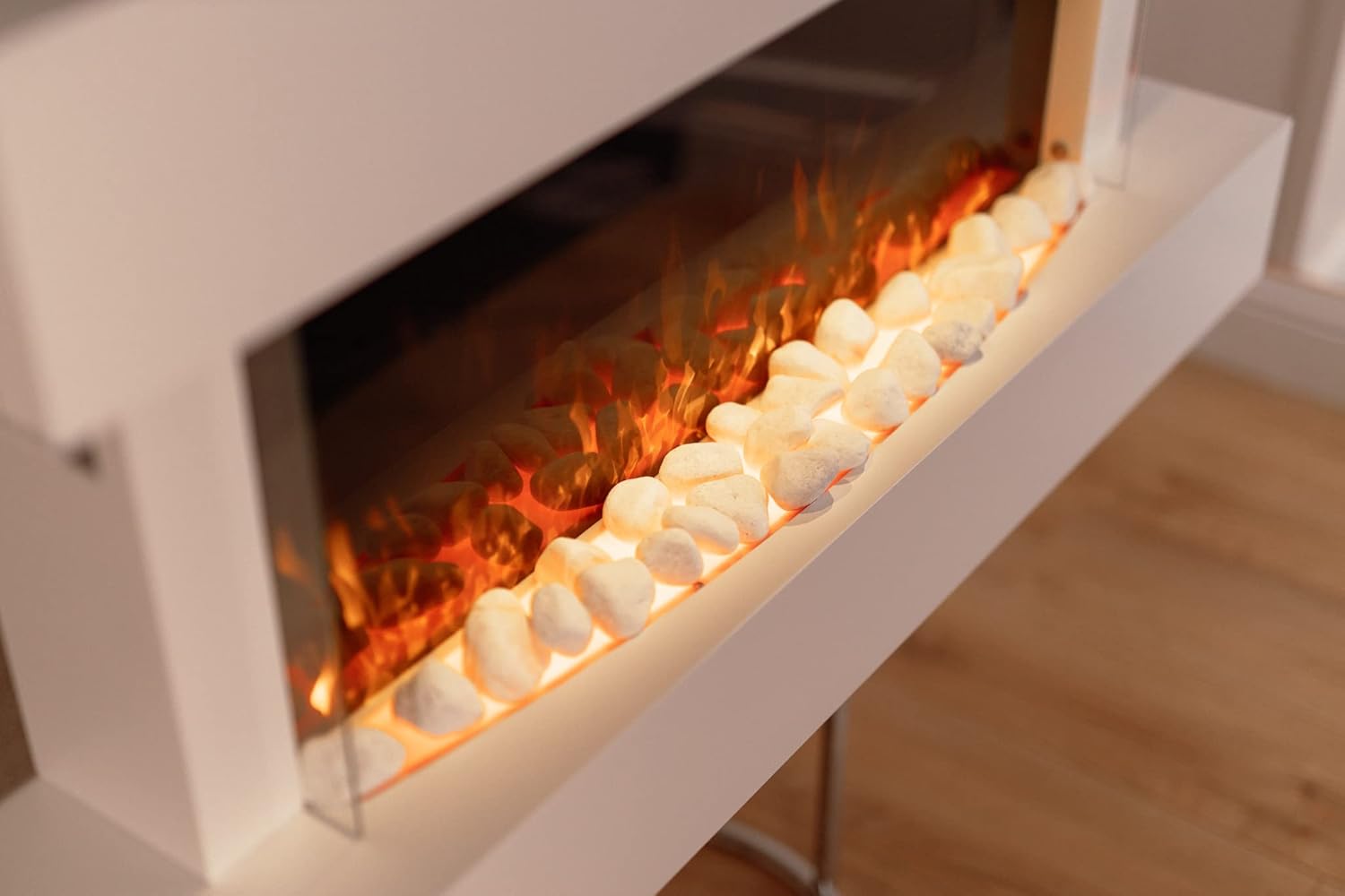 HomeZone® Modern Unique 55 White Wall Mounted Electric Fireplace