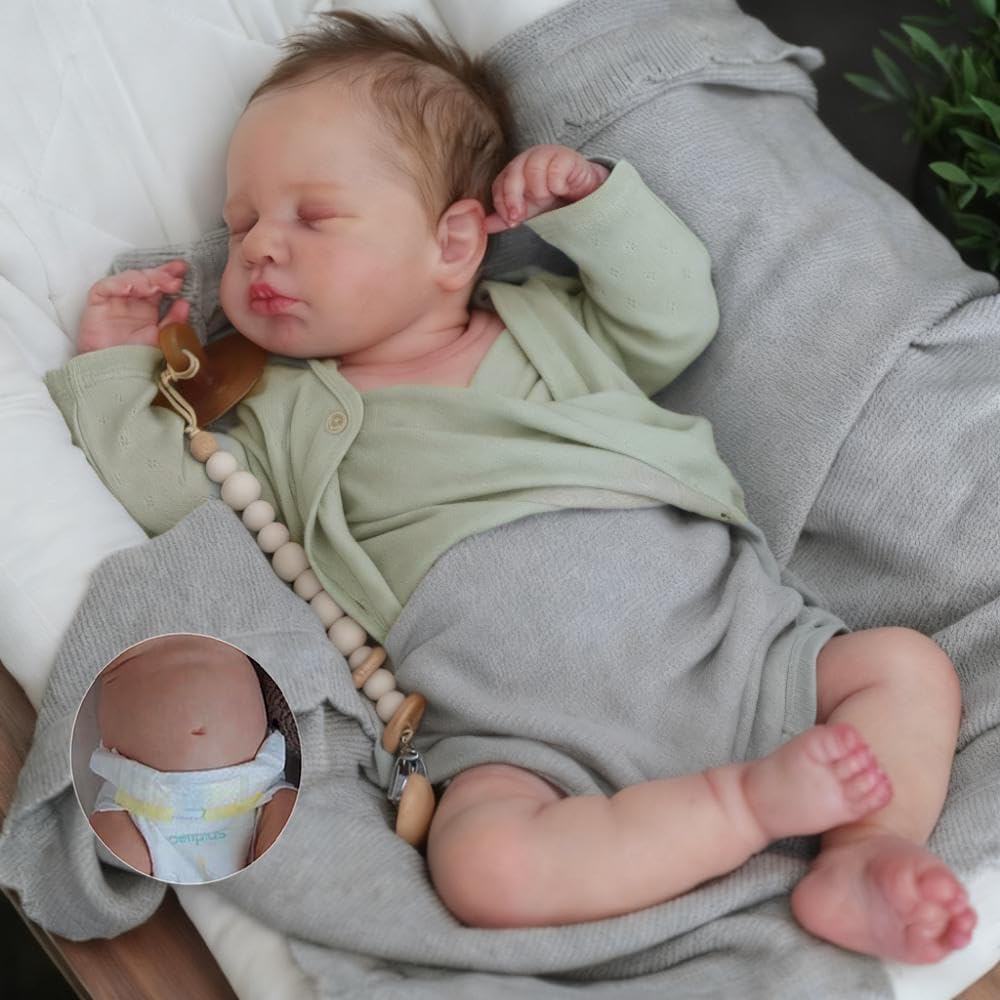 Anano Reborn Baby Boys 17 Inch Realistic Newborn Baby Boys Lifelike Real Full Body Silicone Vinyl Babies that Look Real Preemie Newborn Boy Doll,