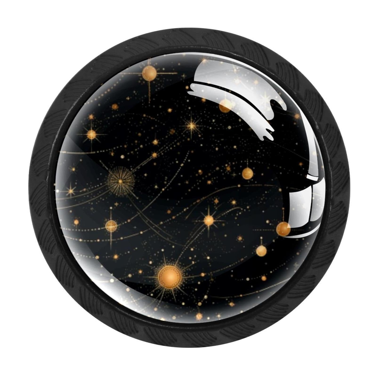 CHENZZZZ Planet Star Drawer Knobs 4 Pack Crystal Dresser Knobs 35mm Glass Cabinet Knobs for Home Office Bathroom