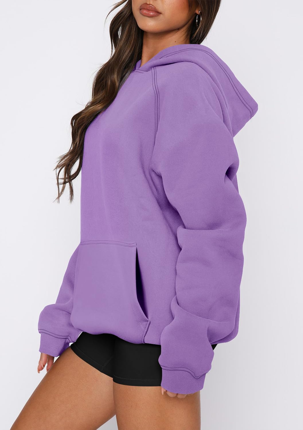 onlypuff Women Pullover Sweatshirt Long Sleeve Hoodies Kangaroo Pocket Fleece Basic Sweater