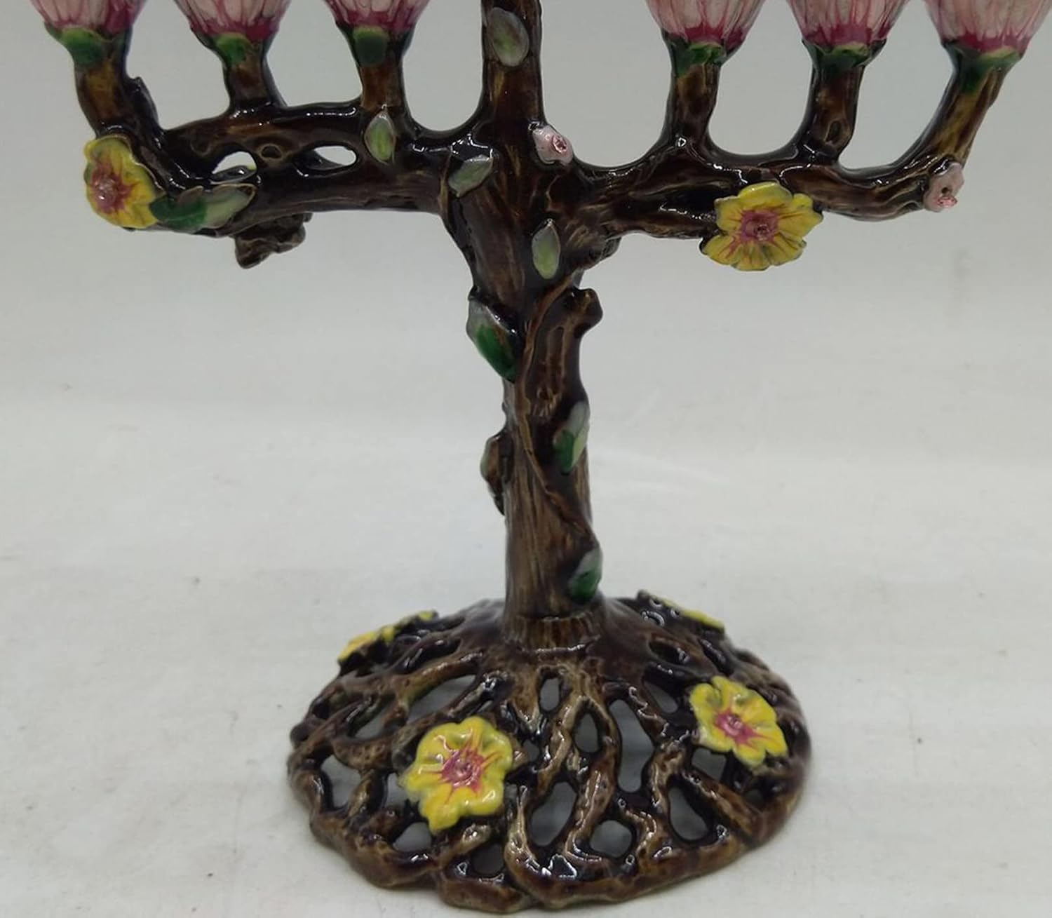 Jerusalem Israeli Menorah Decorative European Style Metal 9 Branch Judaica Menorah Retro Hand-Painted Enamel Candlesticks Ornaments