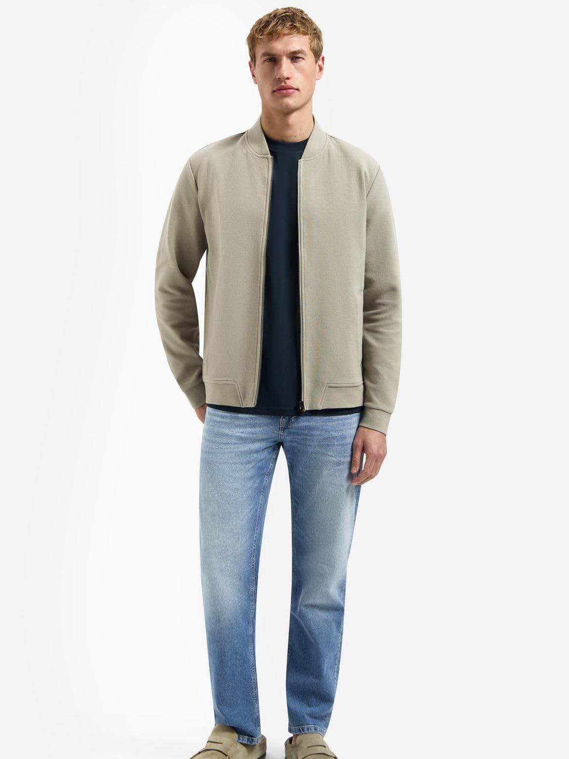 NO EXCESS-Strickjacke Texture Taupe - Grösse M - Herren - Bekleidung - Regular-fit - Baumwolle -