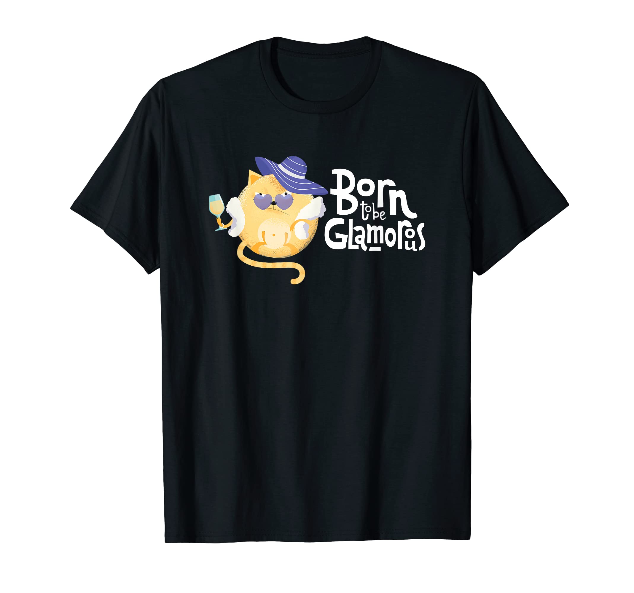 Born to be Glamorous Cat lady Very Peri color Cat Mum T-Shirt