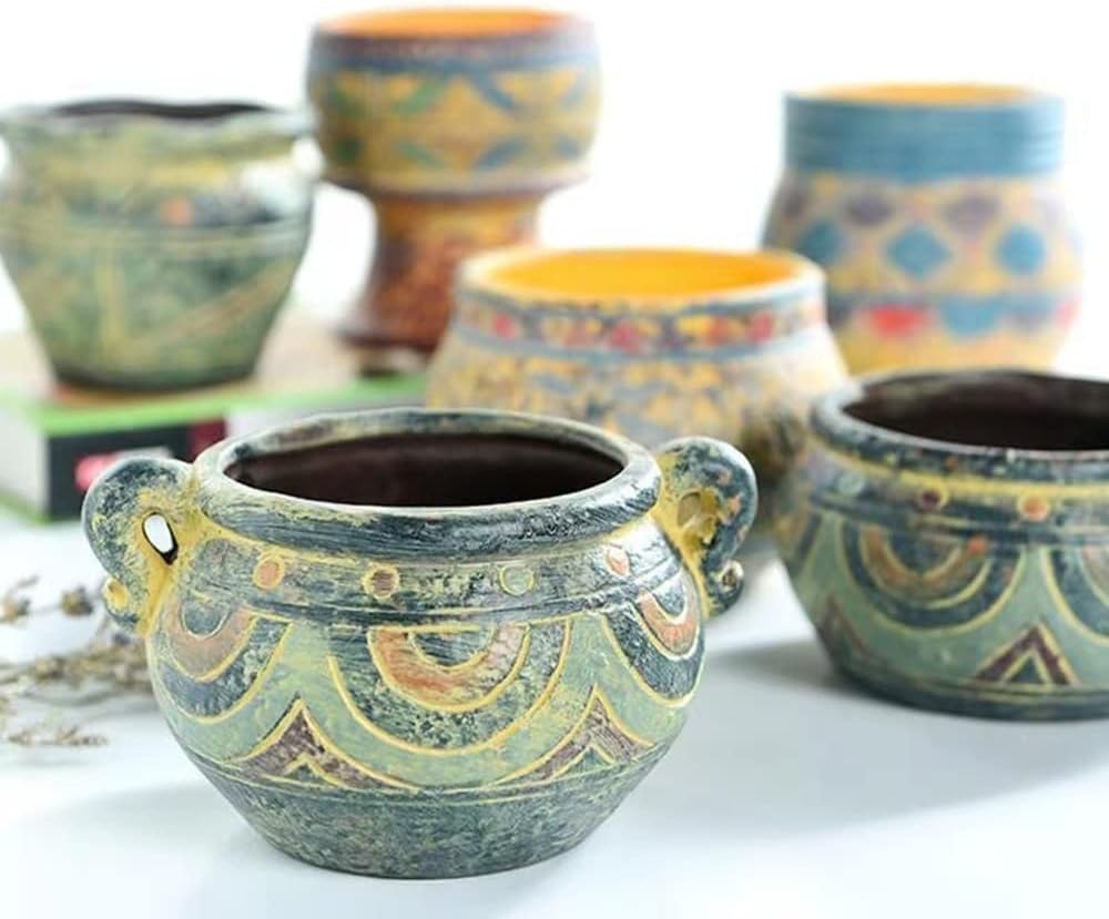 Ceramic Home/Garden Antique Flower Planter Pot Mexican Style with Ears