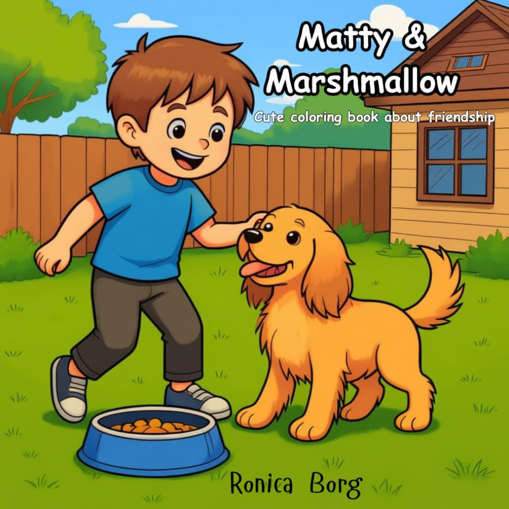 Matty & Marshmallow: Simple and cute coloring book about friendship