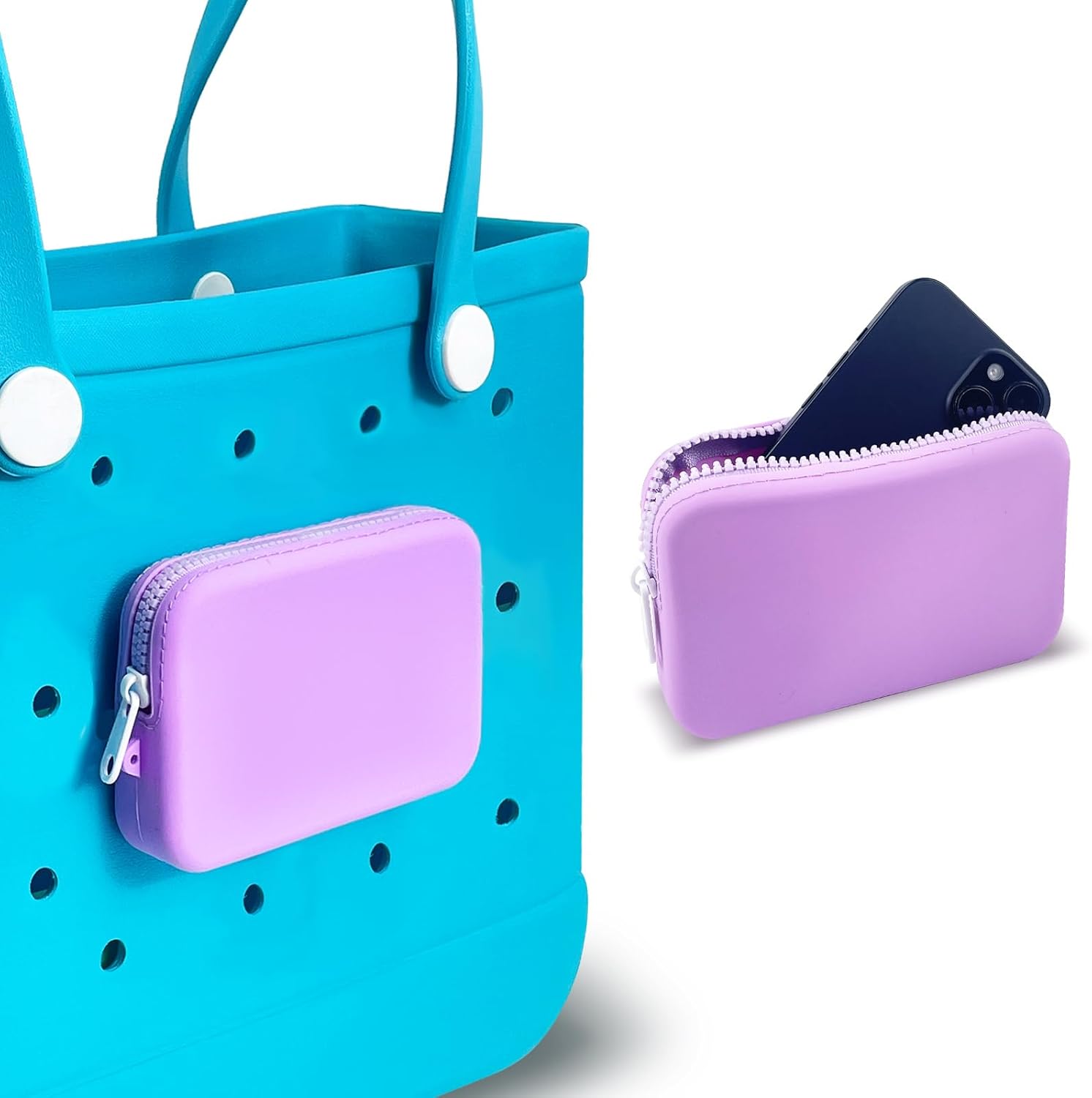 Silicone Phone Holder for Bogg Bag Insert Pouch Wallet Charm for Bogg Bags Accessories, Beach Bag Phone Holder Attachment for Bogg Beach Bags Tote Bag Purple Silicone Phone Holder for Bogg Bag Insert Pouch Wallet Charm for Bogg Bags Accessories, Beach Bag Phone Holder Attachment for Bogg Beach Bags Tote Bag Purple