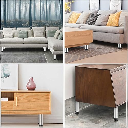 Miniatura 7 de Owfeel Patas de acero inoxidable para muebles, patas ajustables de metal para escritorio, mesa de oficina para el hogar, proyectos de bricolaje,