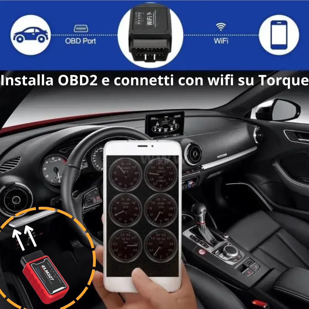 ELM327 WIFI V1.5 Strumento Diagnostico OBD2 Wireless, Lettore di Codici Scanner OBD2 Compatibile con Dispositivi IOS Android Windows, Connettore OBD 16 pin per diagnosi veicoli Multi Marche dal 1996+