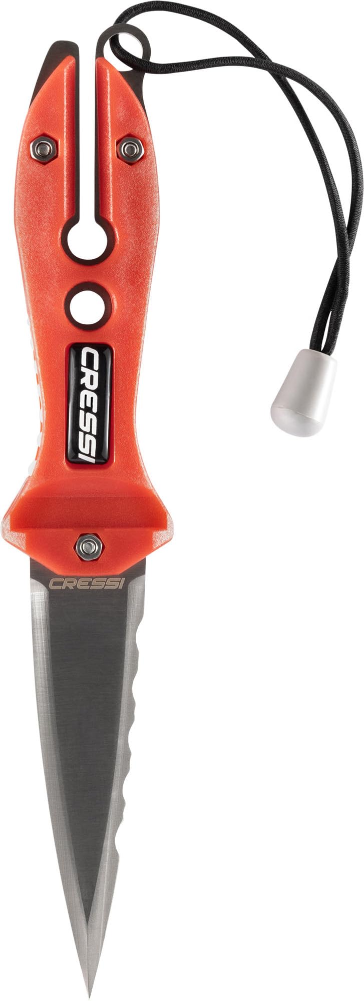 Cressi Striker Knife - Nóż do Nurkowania Striker, Czerwono-Czarny, Ostrze Podwójne 9cm